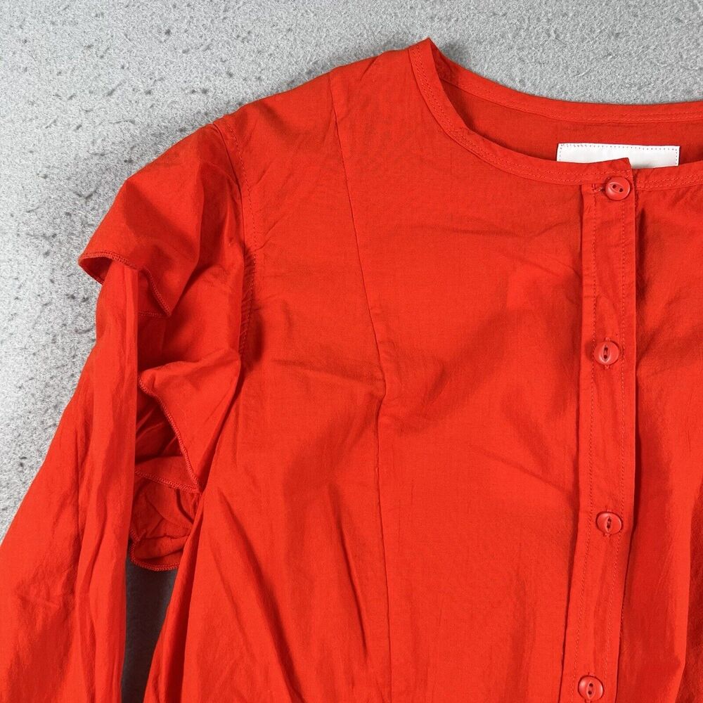 NWT Current Elliott The Asley Poinciana Orange Long Sleeve Button Up Blouse‎ 2 - Picture 10 of 16